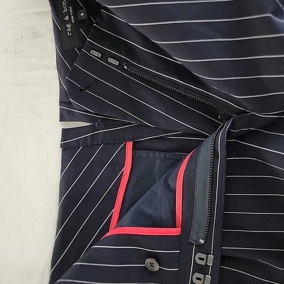 Rag & Bone Jess High Rise Loose Fit Navy Pinstripe Shorts Size 6 Runs Large - Picture 14 of 15